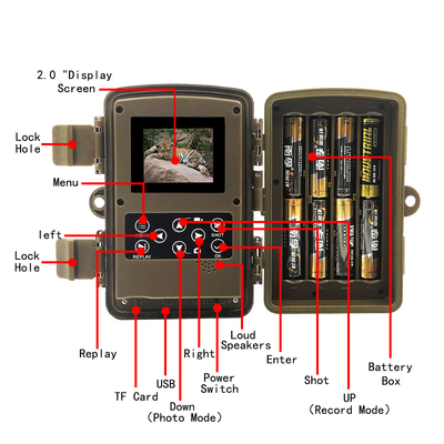 Wildlife 30FPS IP66 Waterproof Hunting Camera High Definition 1080P 20MP LCD 32pcs